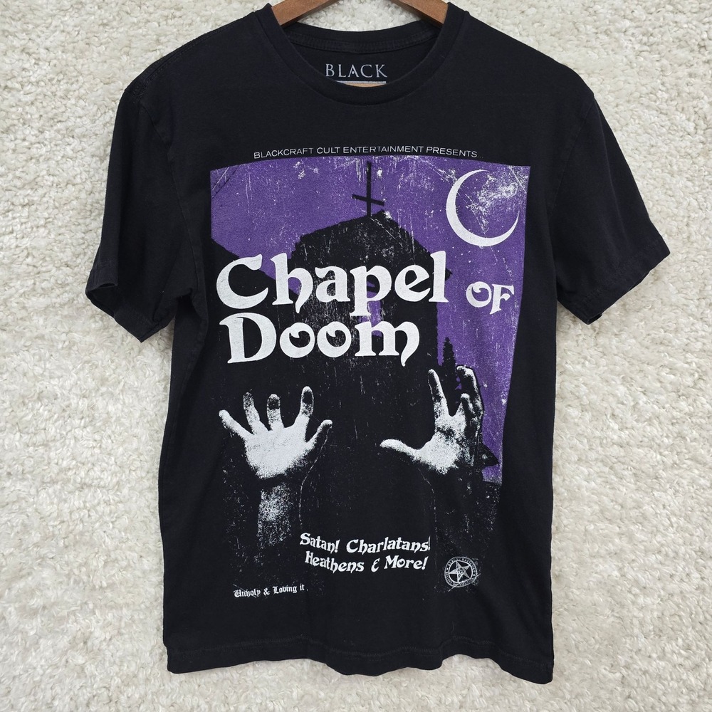 Blackcraft T-Shirt Mens S Chapel of Doom Graphic Tee‎ Gothic Horror 100% Cotton